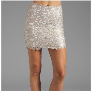 Nookie Lovelace Mini Skirt in Champagne Sz 8